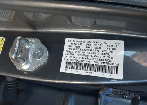 2011 Honda Accord 2.4 Lx z USA, uszkodzony, nr VIN 1HGCP2F32BA058776